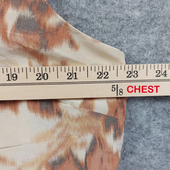 Talbots Dress Womens 20 Brown Beige Floral V Neck Sleeveless Linen Silk Pockets - Picture 4 of 13